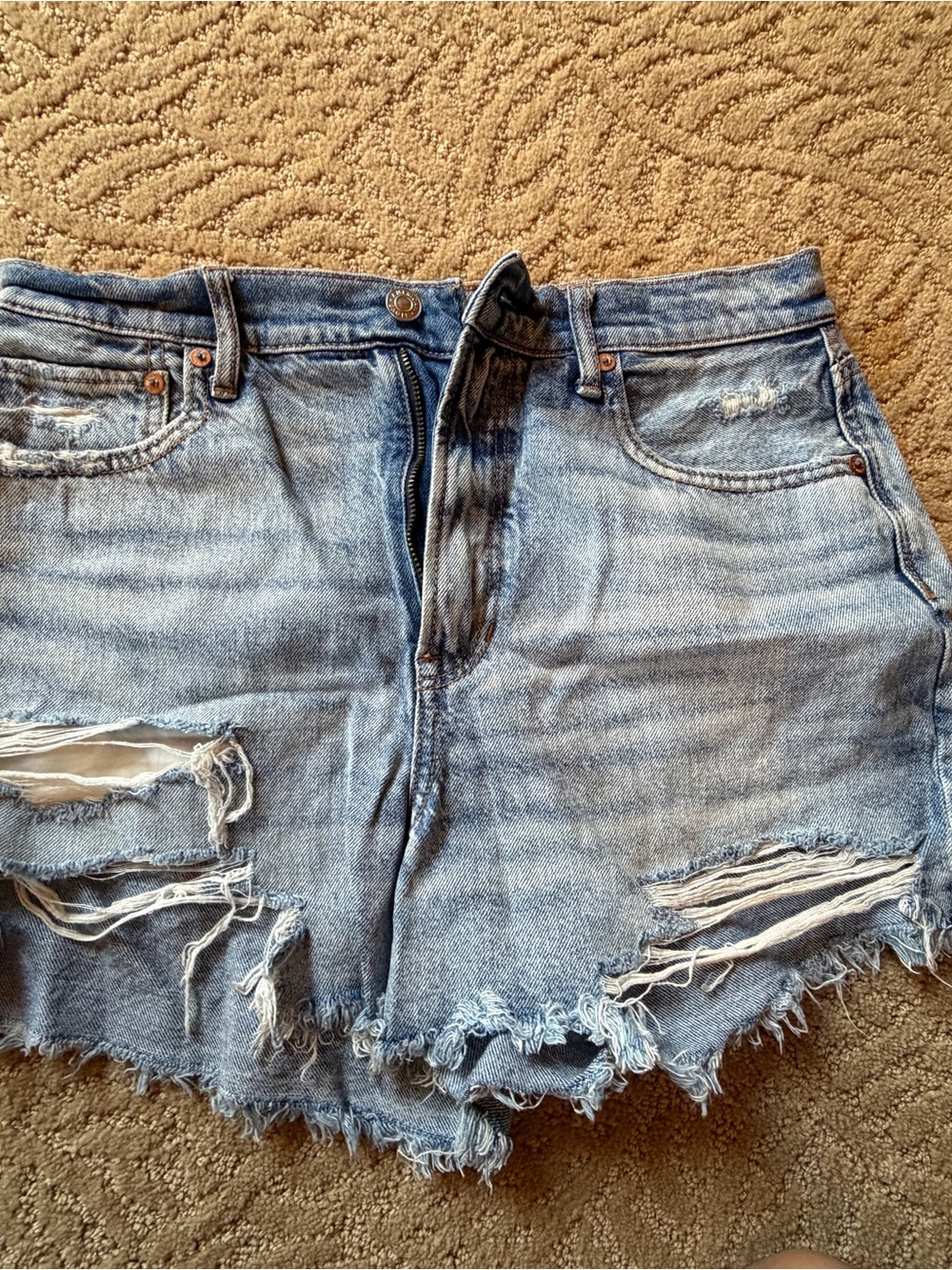 American Eagle Outfitters Light Blue Distressed Denim Cutoff Shorts